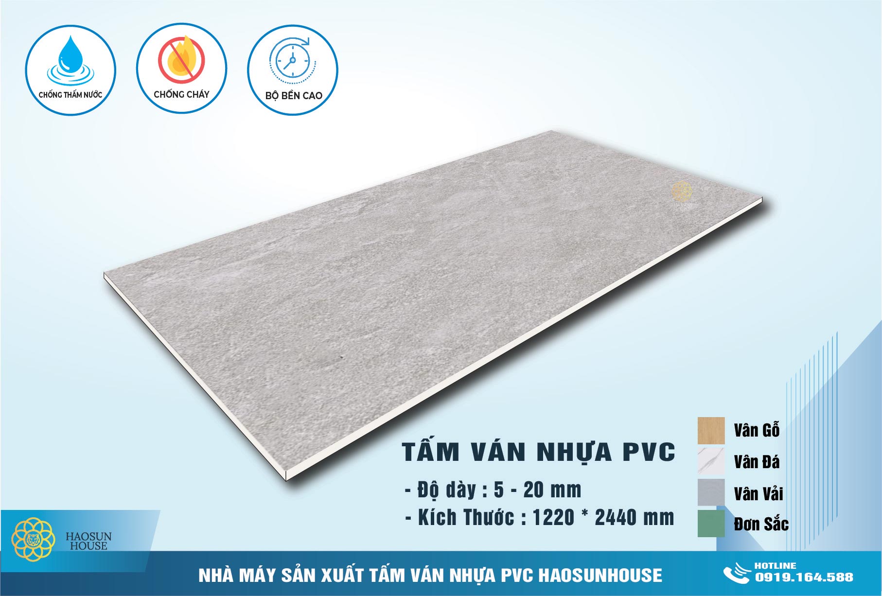 Tấm nhựa pvc vân đá haosunhouse