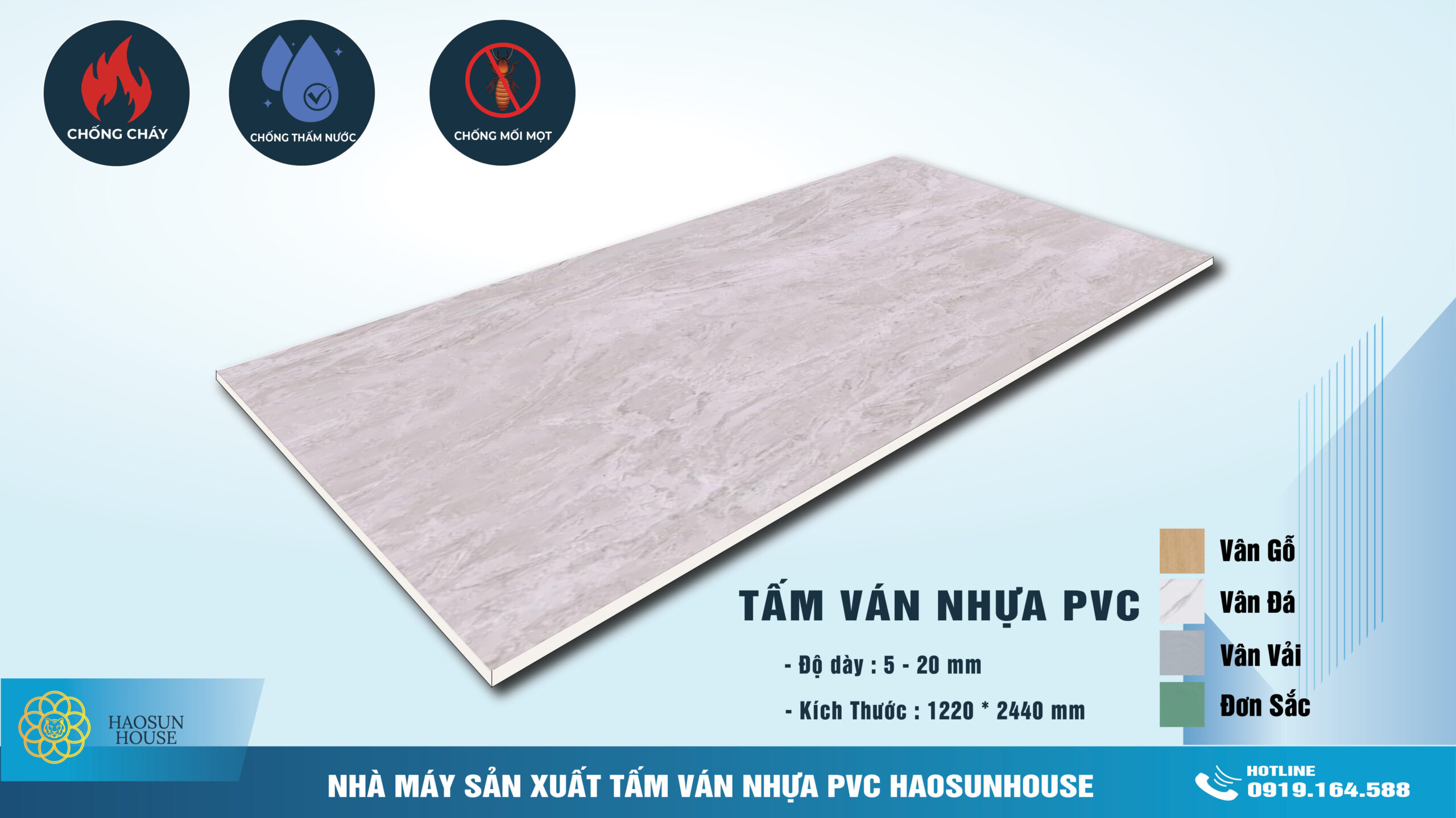 Tấm Nhựa PVC vân đá haosunhouse