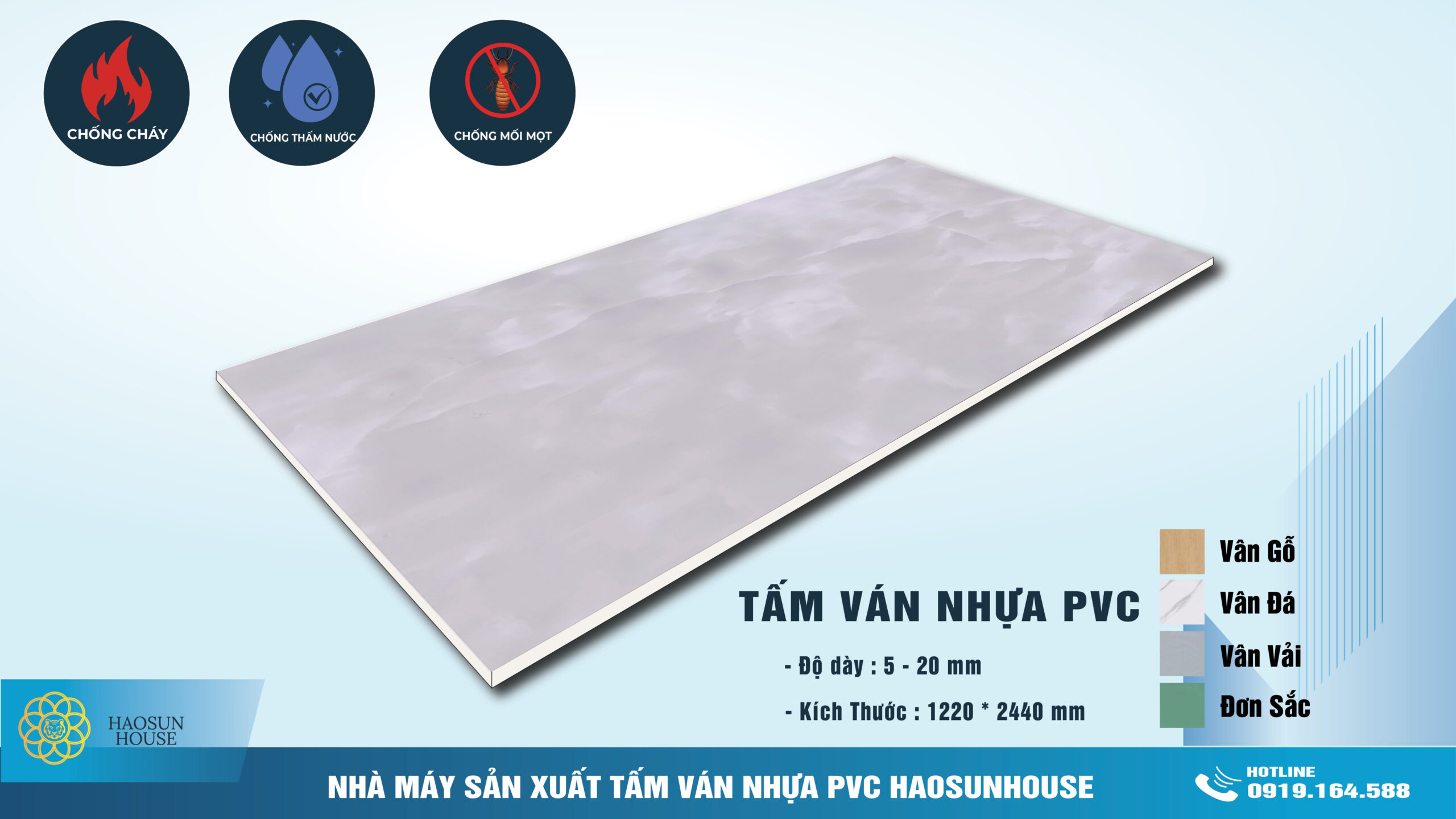 Tấm Nhựa PVC vân đá haosunhouse
