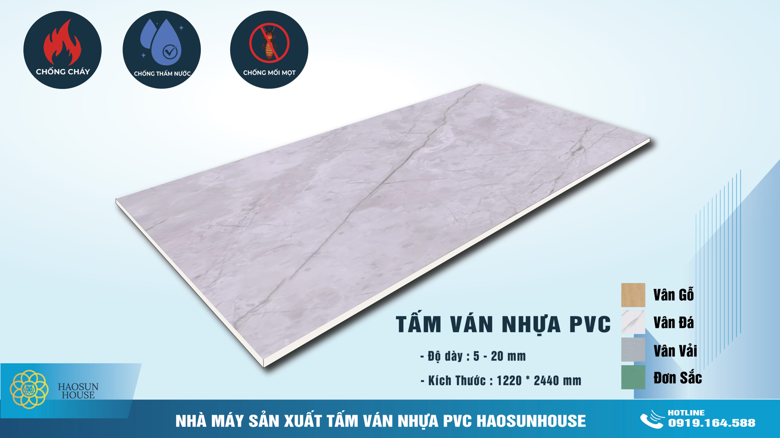 Tấm Nhựa PVC vân đá haosunhouse
