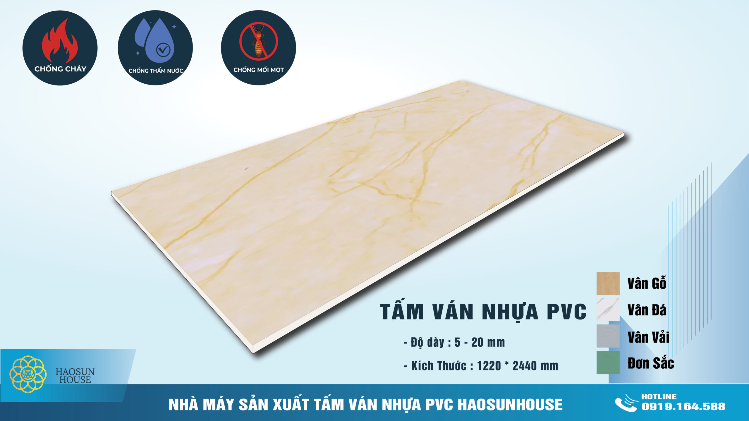 Tấm Nhựa PVC Vân Đá Haosunhouse