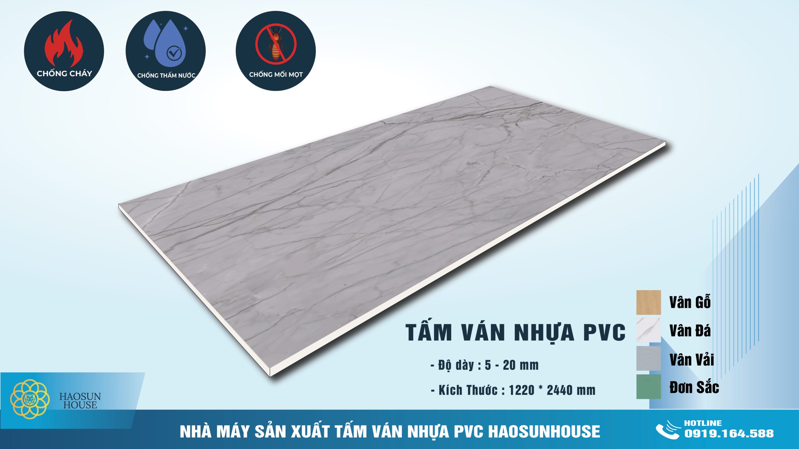 Tấm Nhựa PVC Vân Đá Haosunhouse