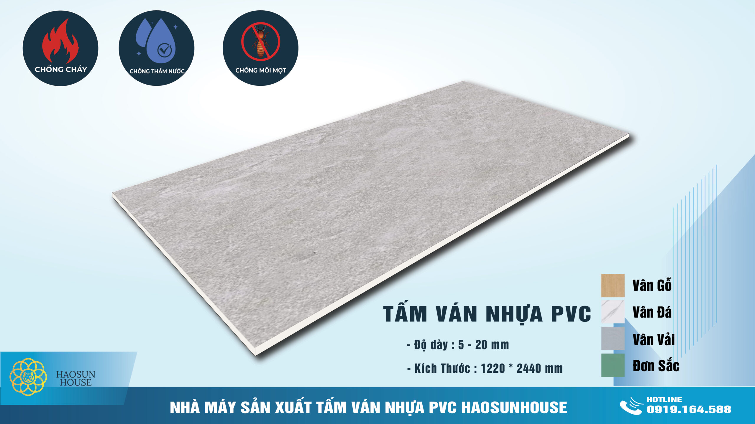 Tấm Nhựa PVC vân đá haosunhouse