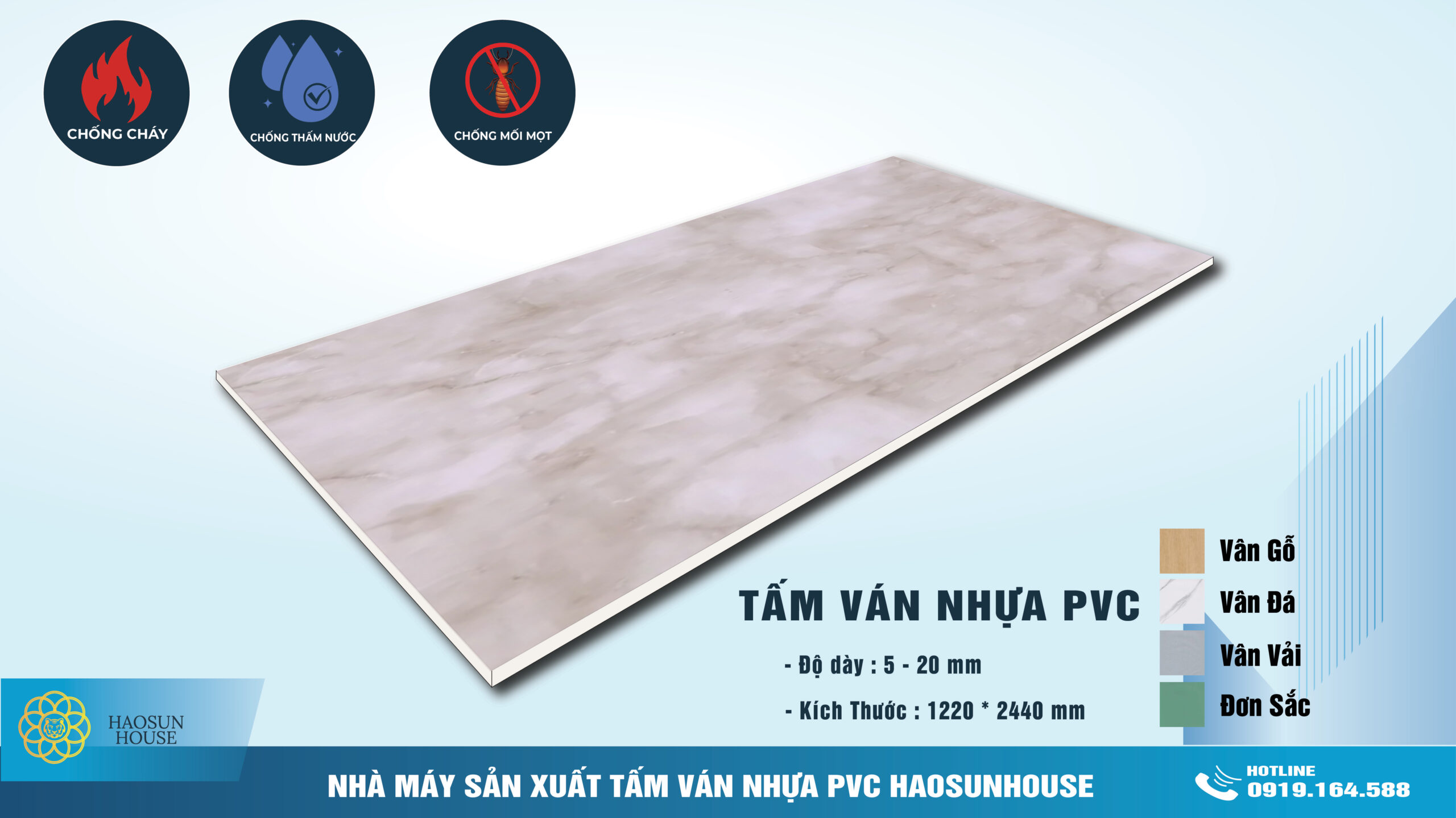 Tấm Nhựa PVC vân đá haosunhouse
