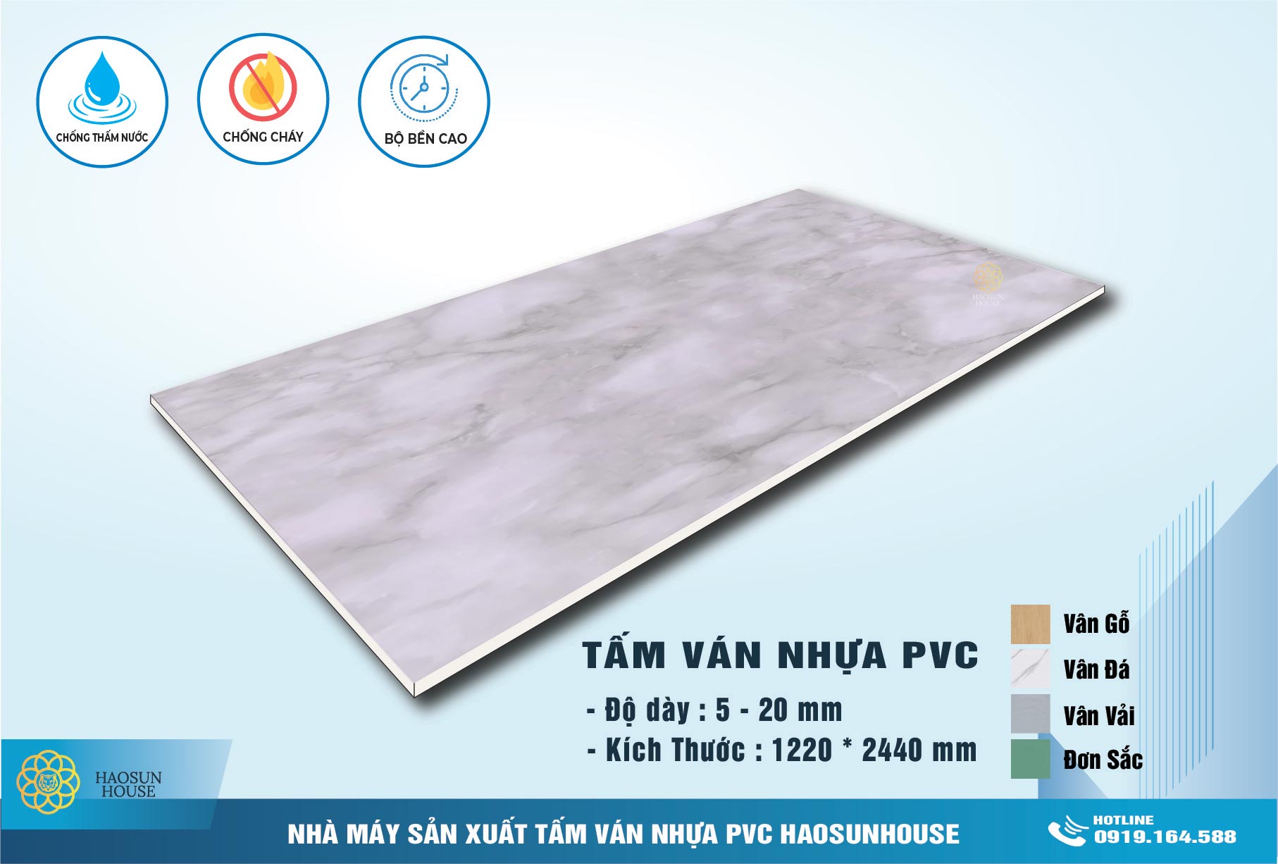 Tấm Nhựa PVC Vân Đá haosunhouse