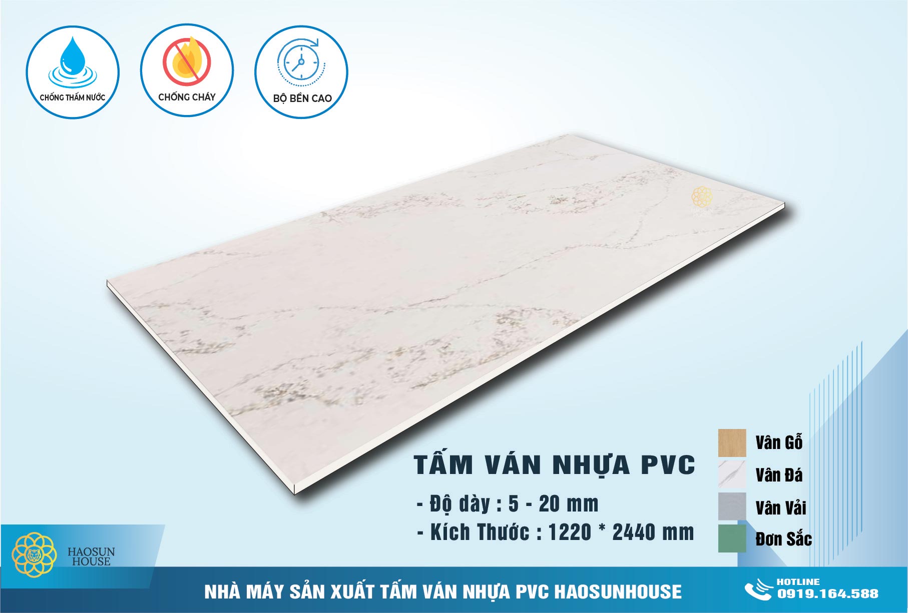 Tấm Nhựa PVC Vân Đá haosunhouse