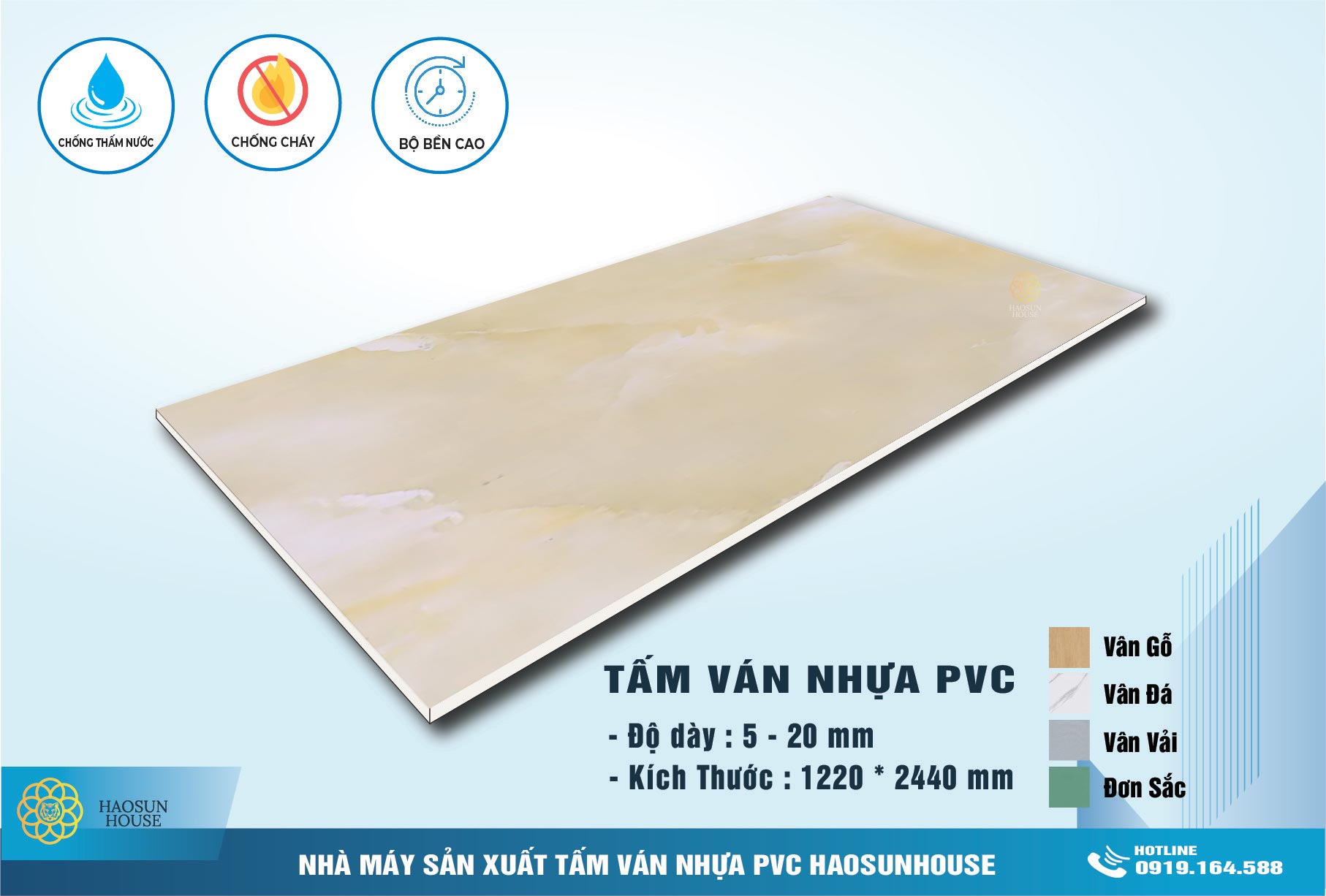 Tấm Nhựa PVC Vân Đá haosunhouse