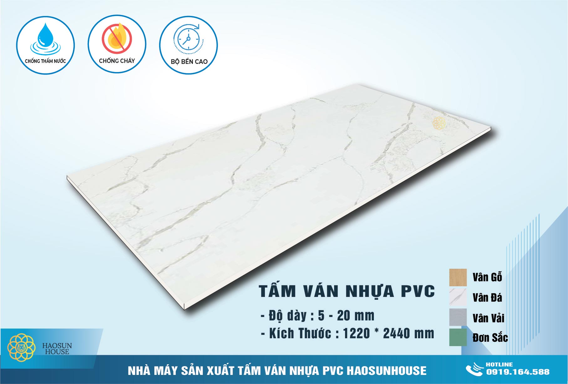 Tấm Nhựa PVC Vân Đá haosunhouse