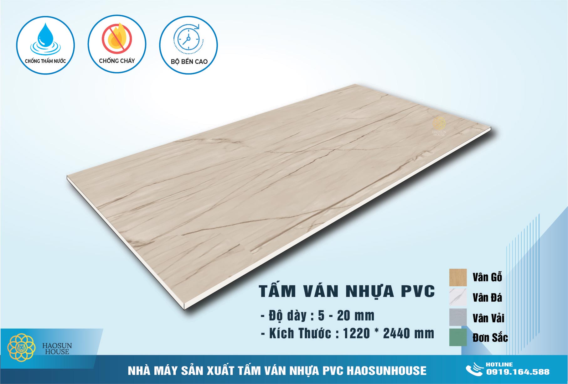 Tấm Nhựa PVC vân Đá Haosunhouse