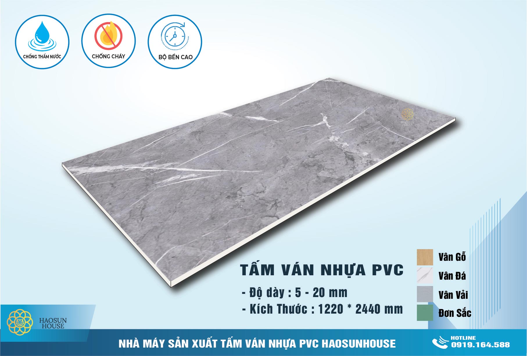 Tấm Nhựa PVC vân Đá Haosunhouse