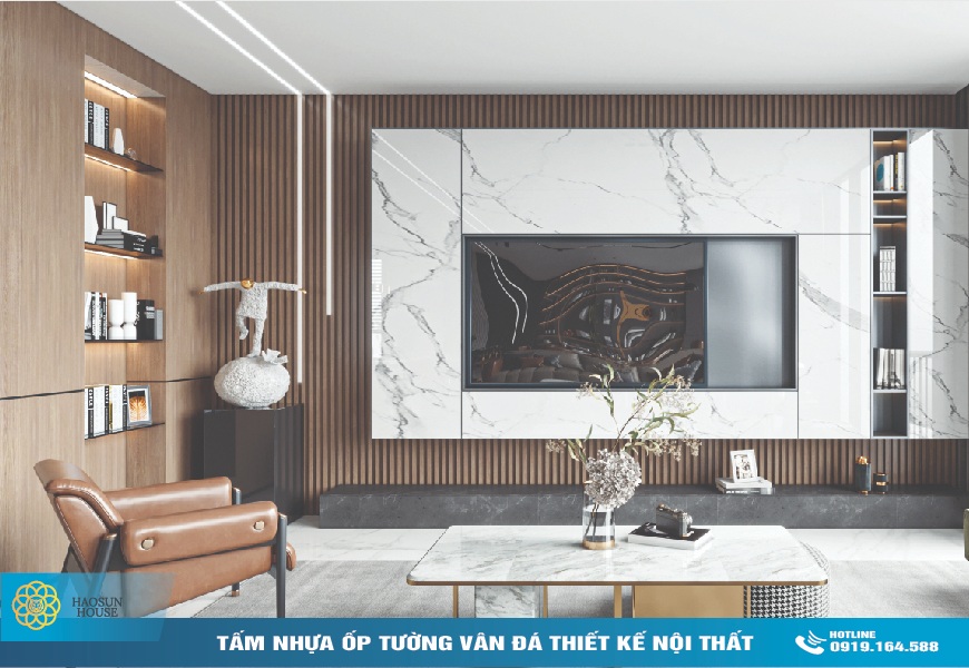 Tấm Nhựa ốp tường vân đá haosunhouse