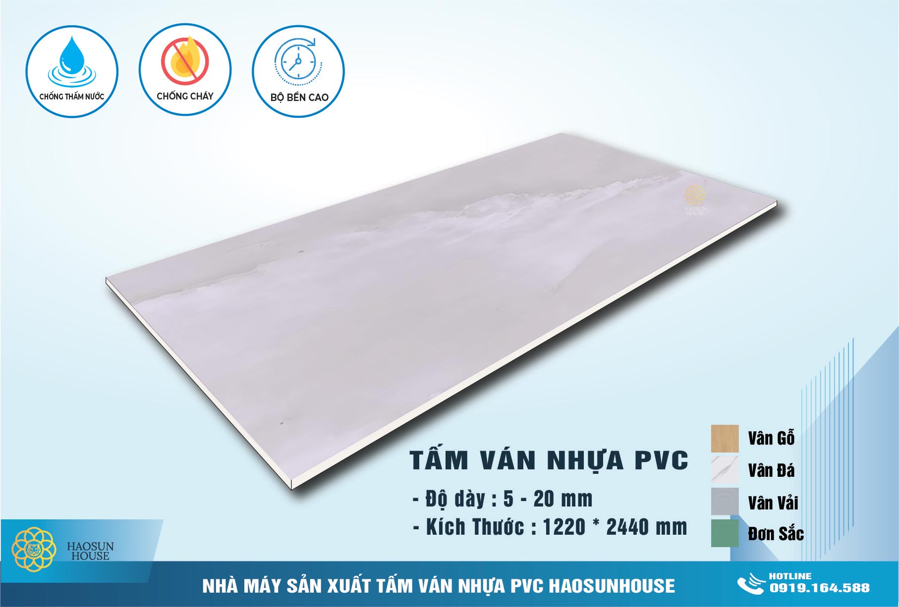 Tấm Nhựa PVC vân Đá Haosunhouse