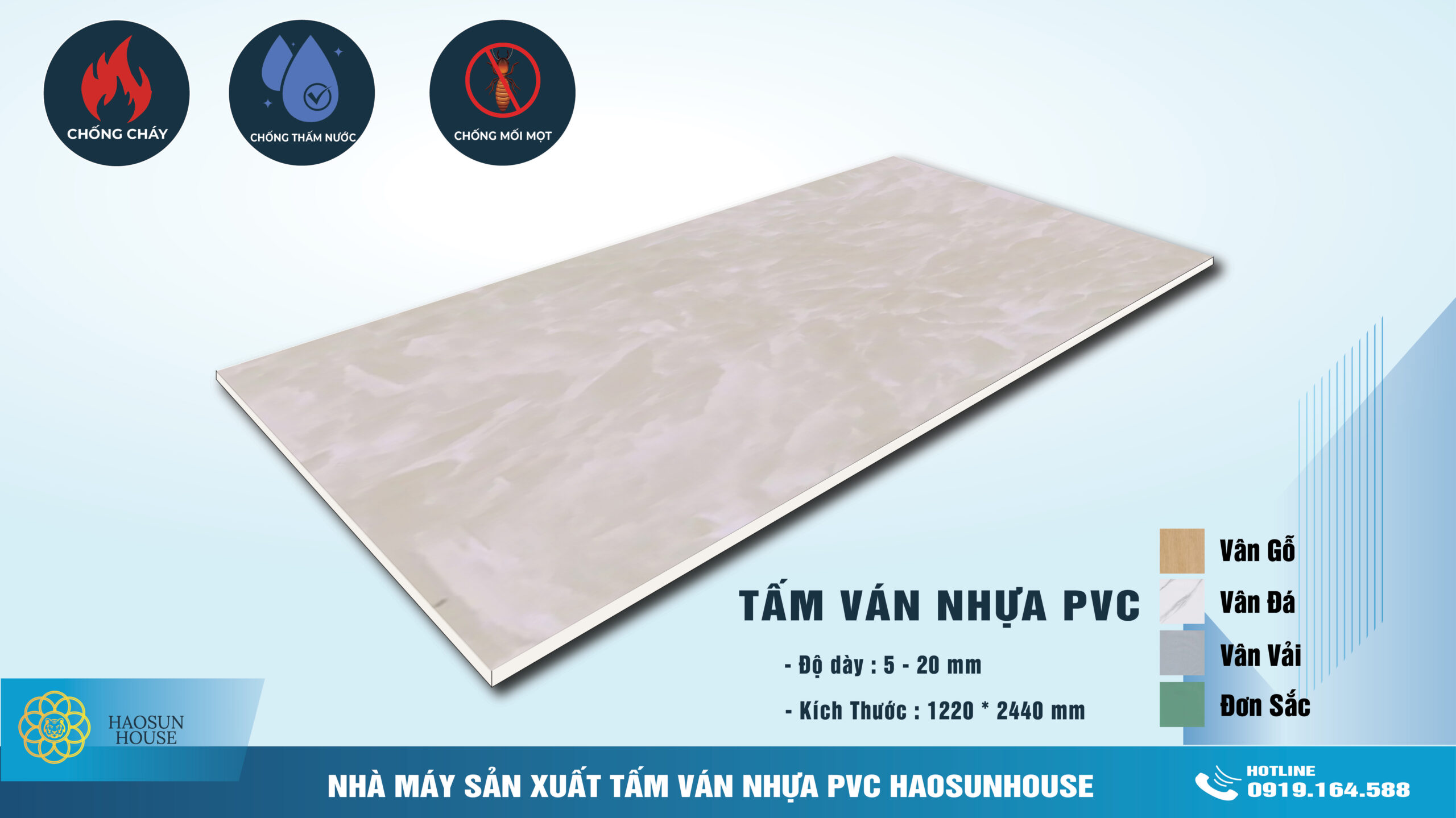 Tấm Nhựa PVC Vân Đá Haosunhouse