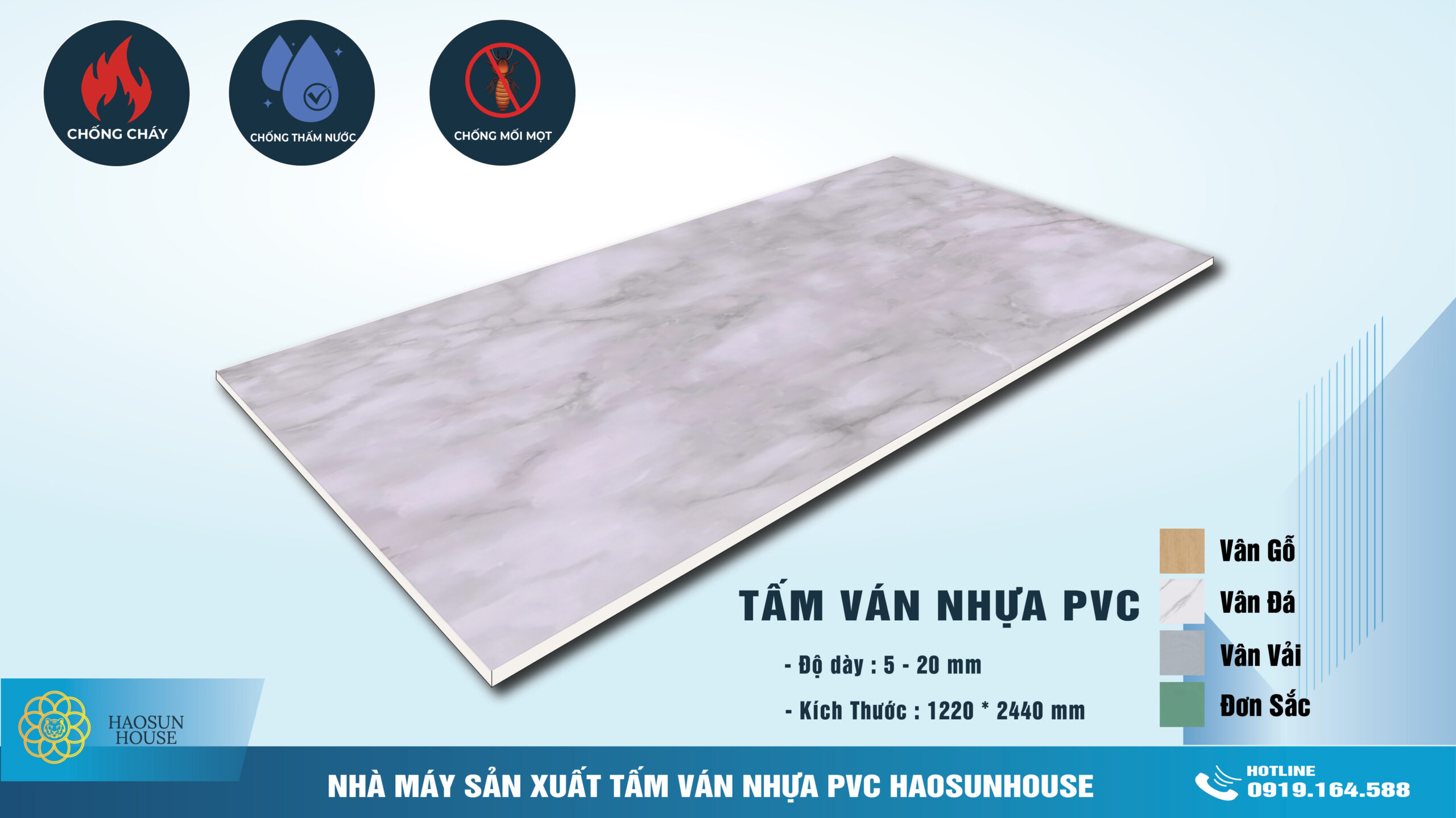 Tấm Nhựa PVC Vân Đá Haosunhouse