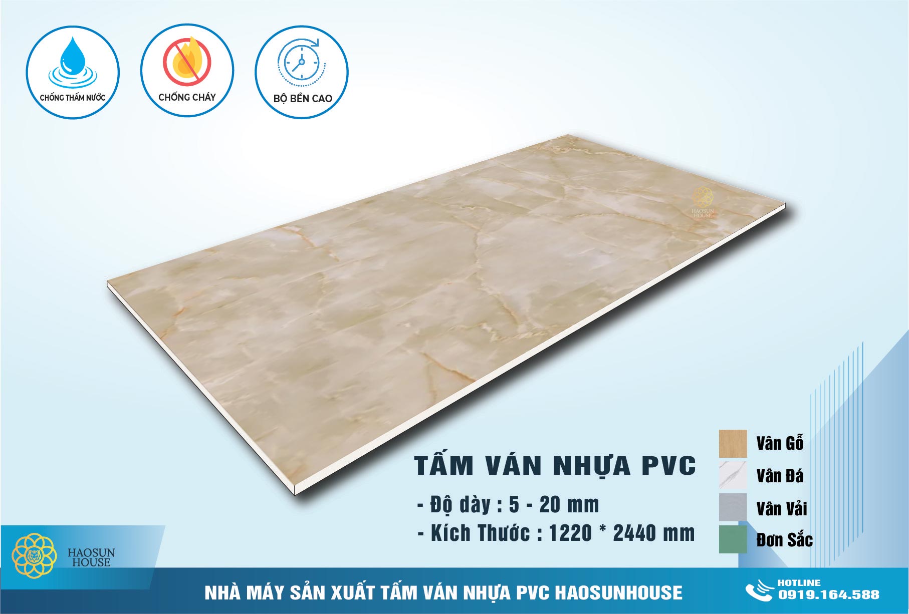 Tấm Nhựa PVC vân Đá Haosunhouse