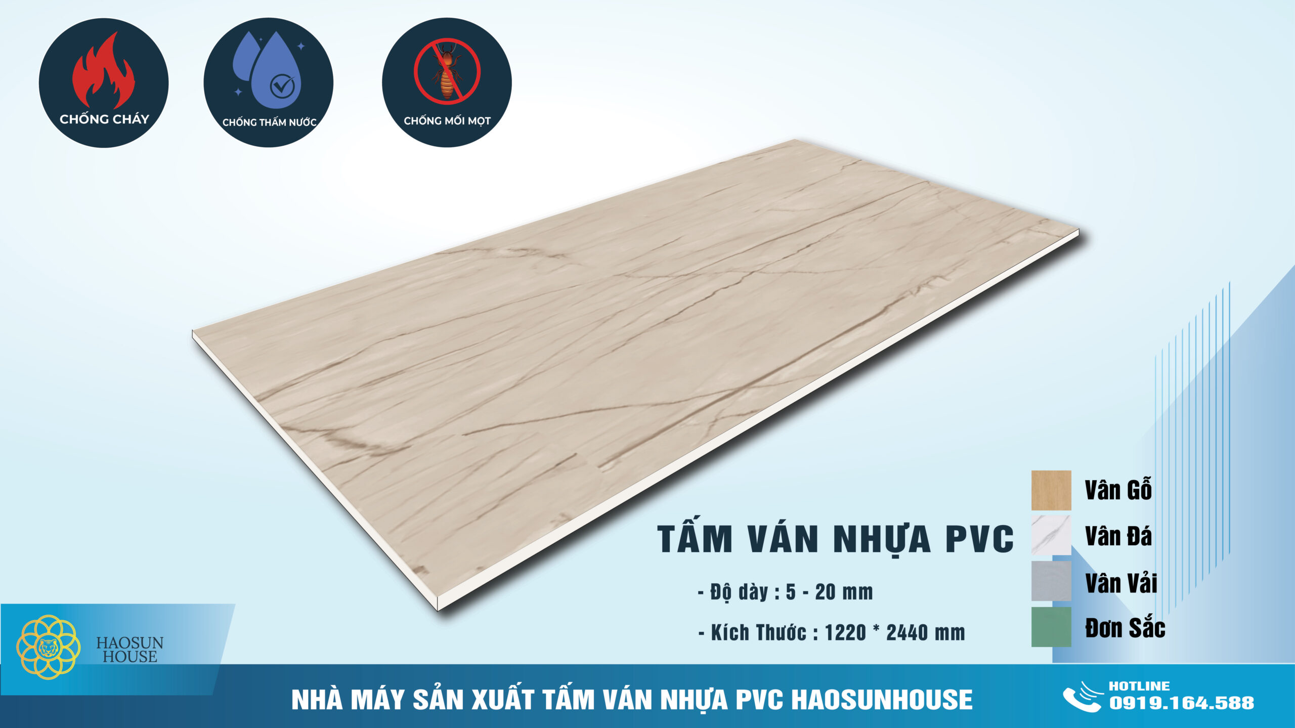 Tấm Nhựa PVC Vân Đá Haosunhouse