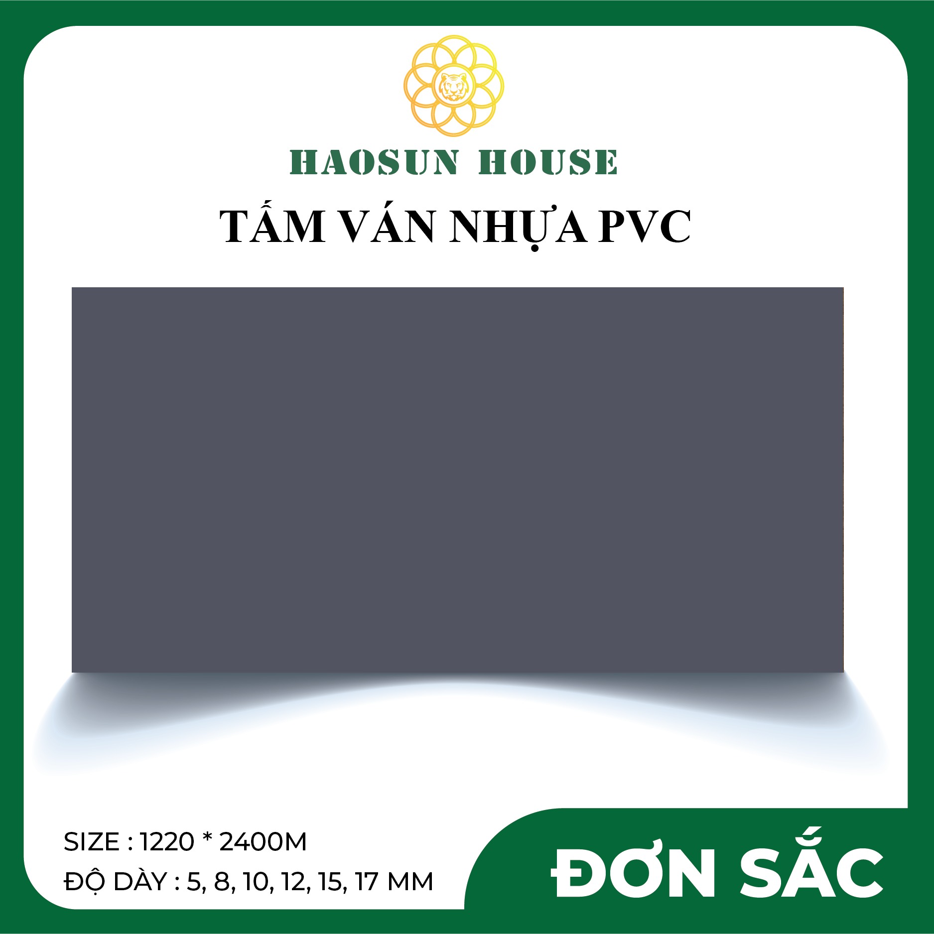 Tấm Nhựa PVC Phủ Laminate đơn sắc