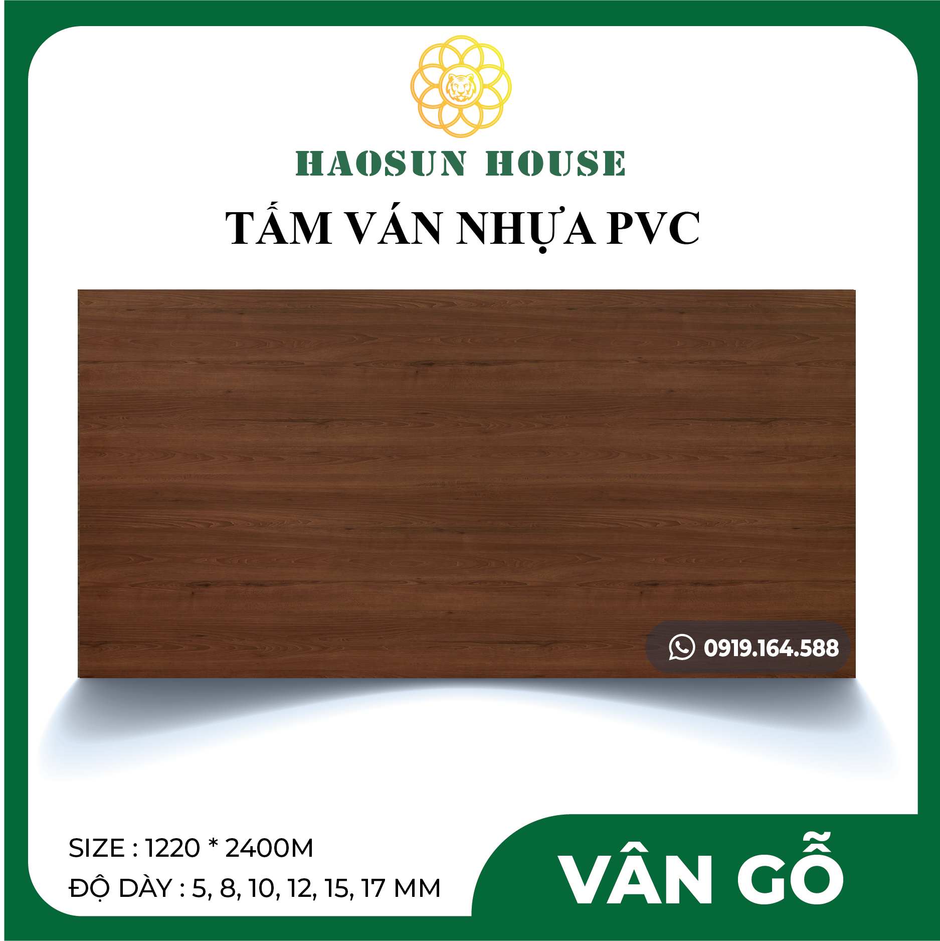 Tấm Nhựa PVC Phủ Laminate vân gỗ