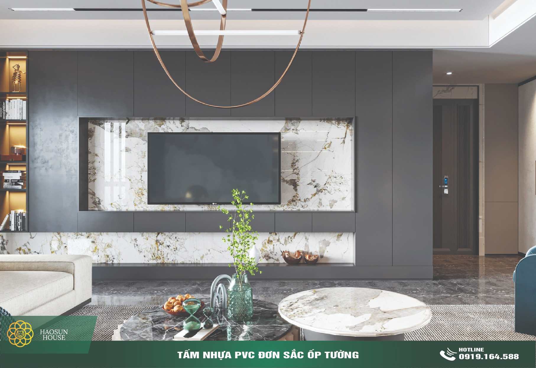 Ứng dụng Tấm Nhựa PVC Đơn Sắc ốp tường