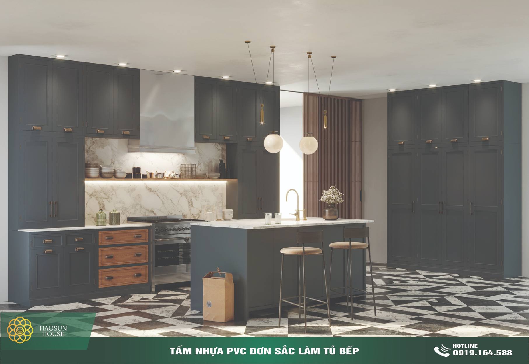 Ứng dụng Tấm Nhựa PVC Đơn Sắc Tủ Bếp