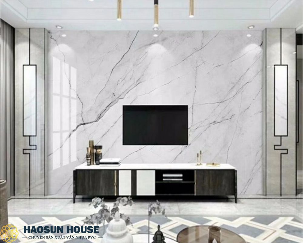 Mẫu tấm nhựa PVC vân đá cho phòng khách