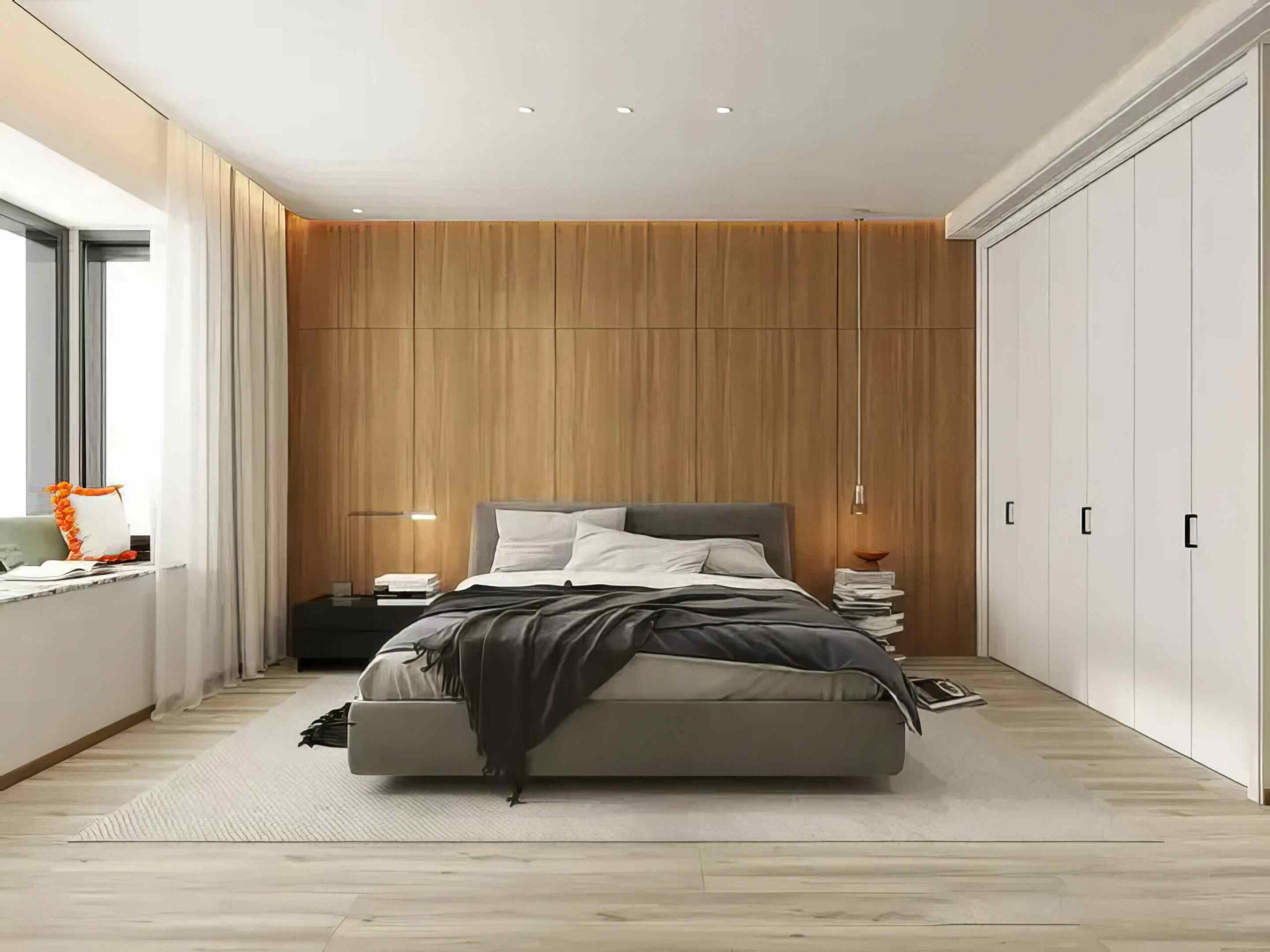 Phòng Ngủ thứ 2 ốp tường vân gỗ óc chó 388