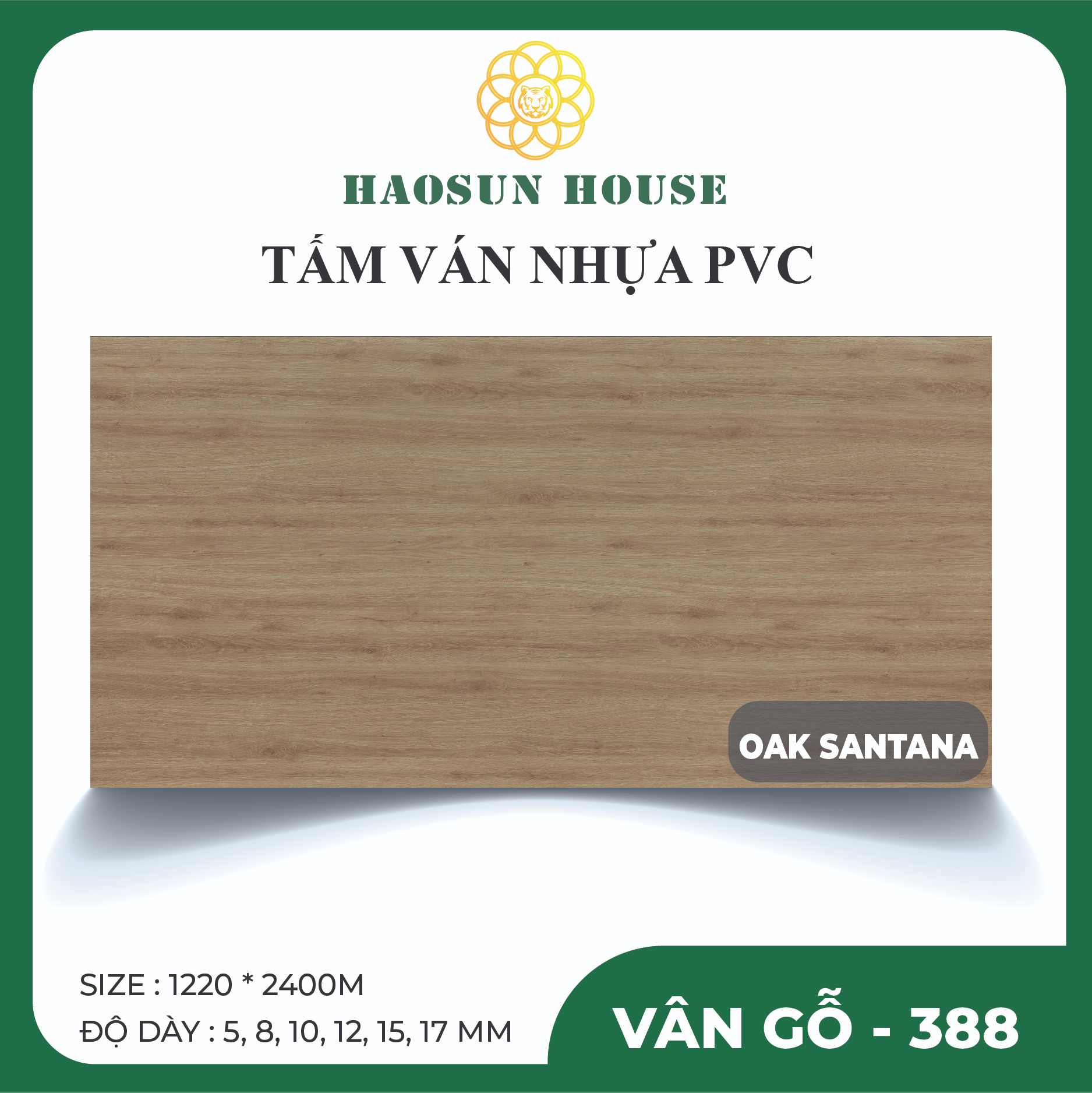 Tấm Nhựa PVC Vân Gỗ Óc Chó 388 Oak santana Haosu house