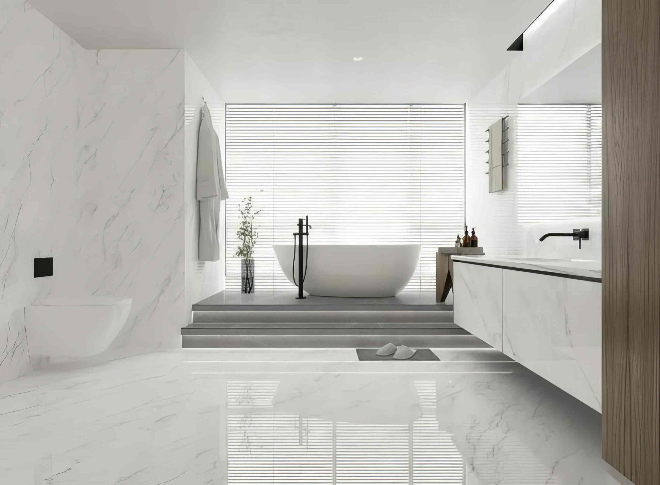 Thi công phòng tắm ván Nhựa PVC Vân Đá ốp tường
