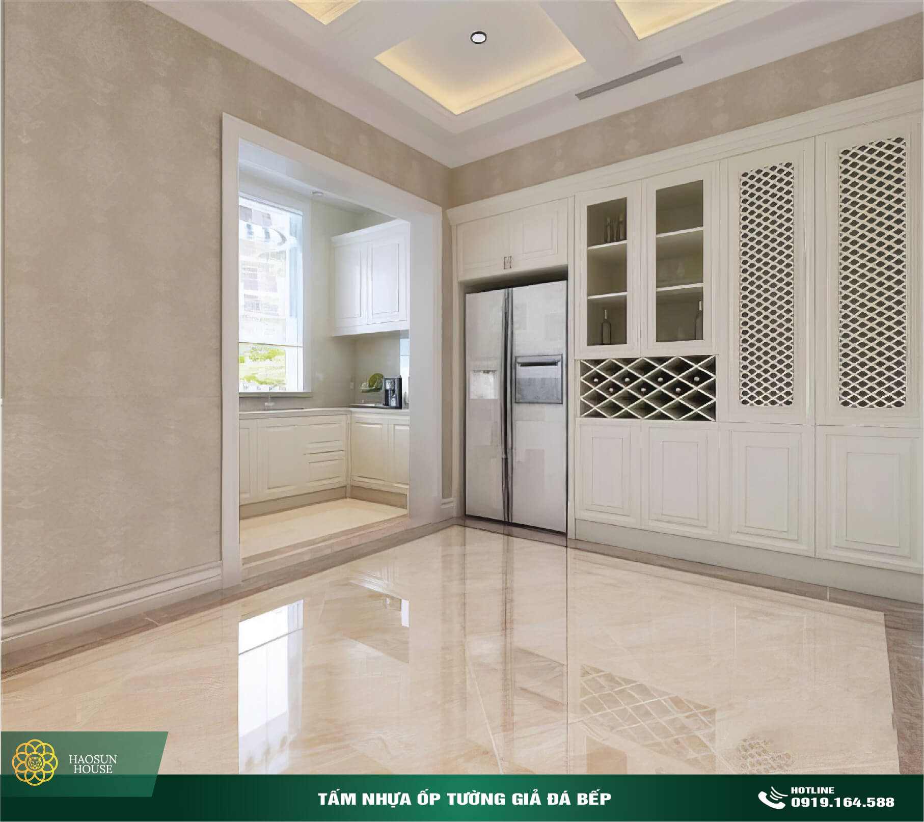 Tấm nhựa ốp tường giả đá phòng ăn