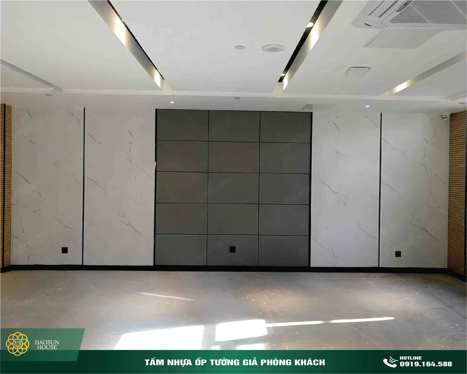 Tấm nhựa ốp tường giả đá phòng khách