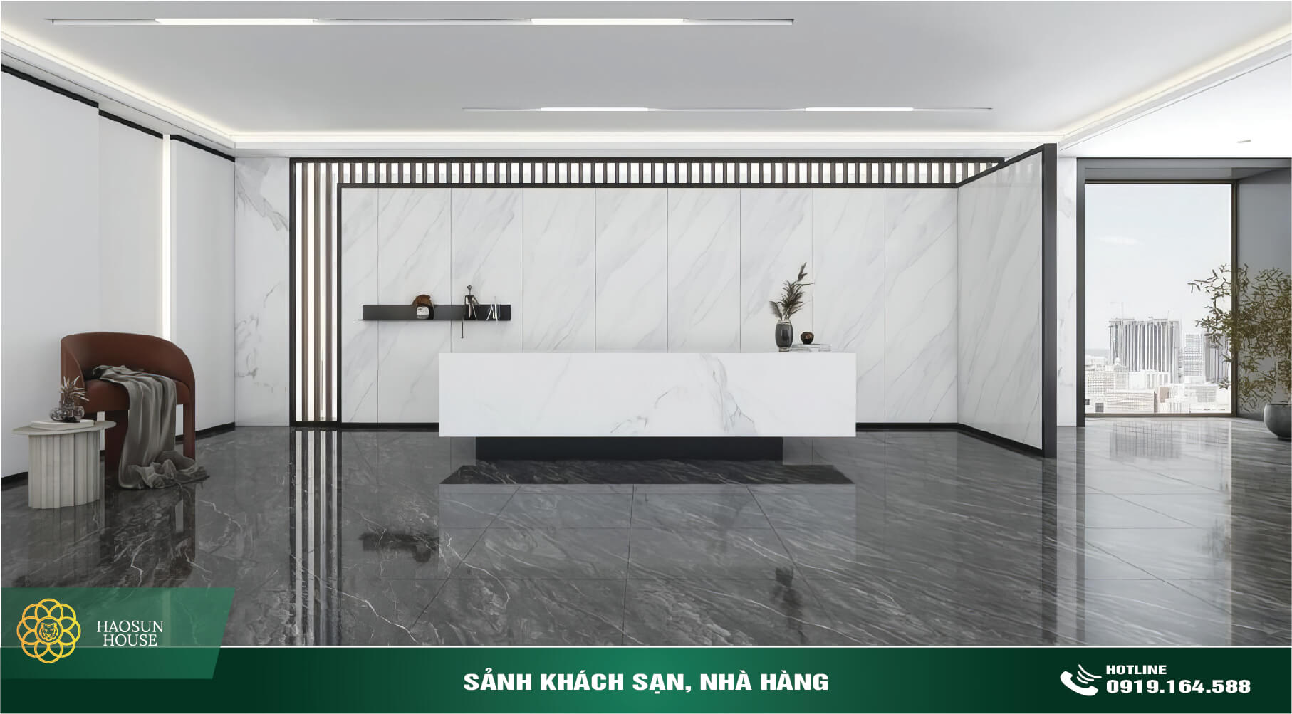 Tấm nhựa ốp tường giả đá sảnh khách sạn