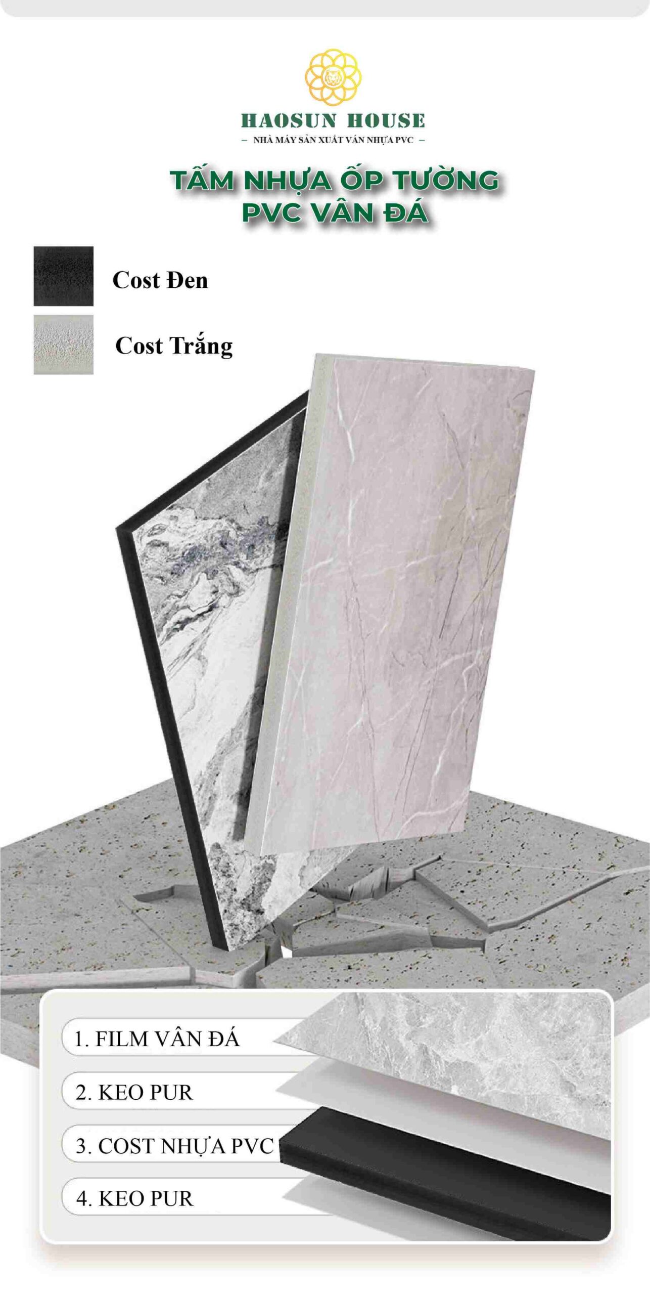 Tấm nhựa ốp tường pvc vân đá