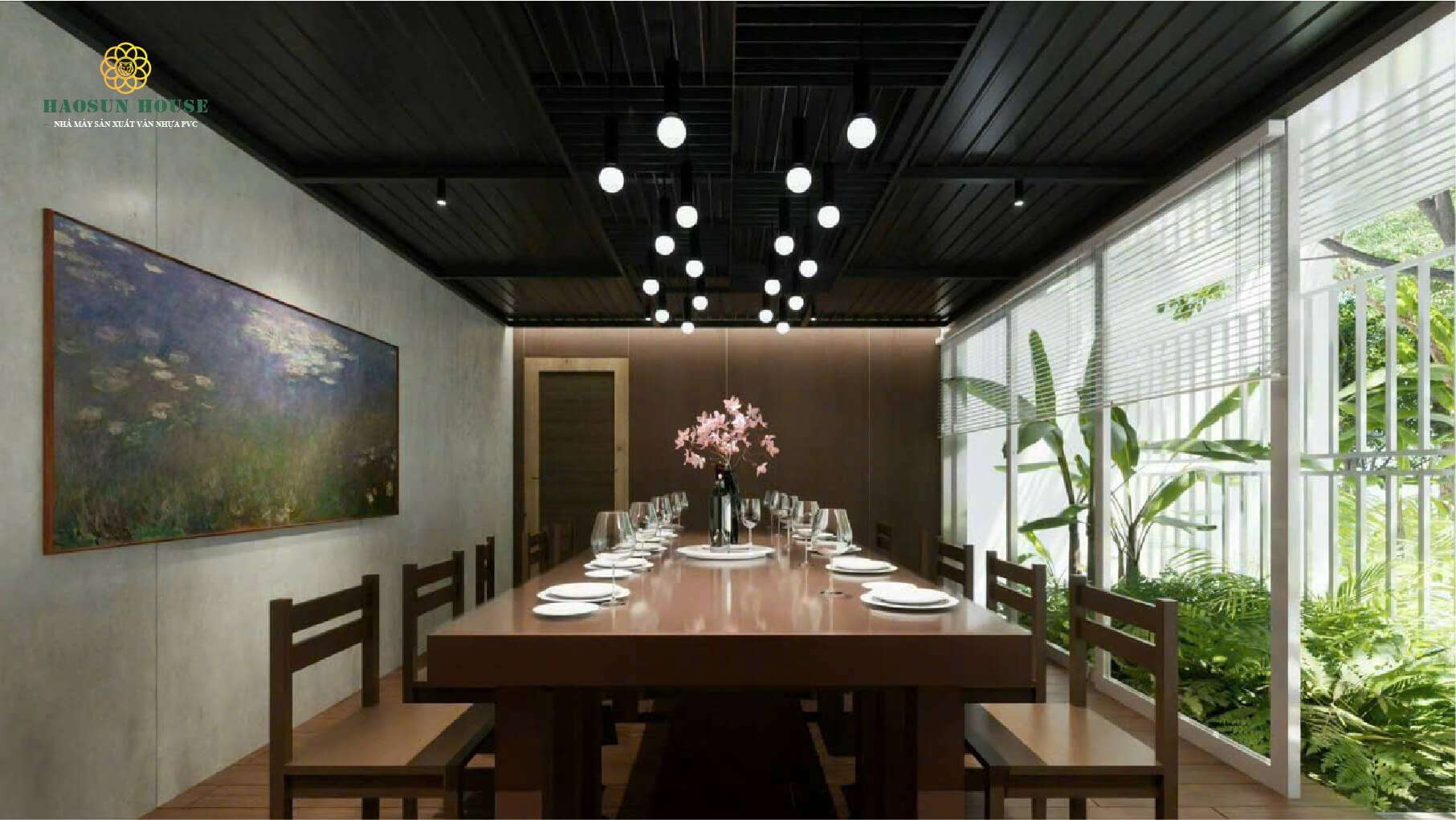 Tấm nhựa pvc vân đá melamine nhà hàng