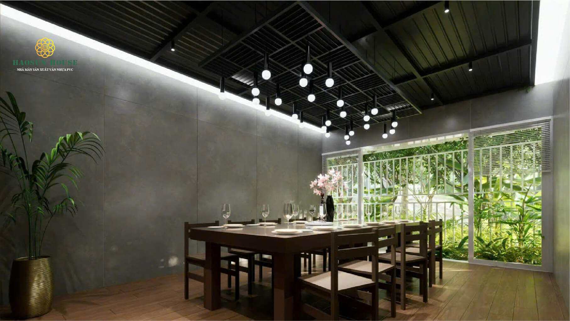 Tấm nhựa pvc vân đá melamine nhà hàng