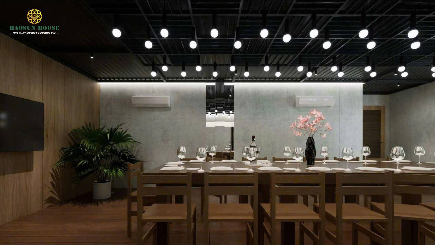 Tấm nhựa pvc vân đá melamine nhà hàng