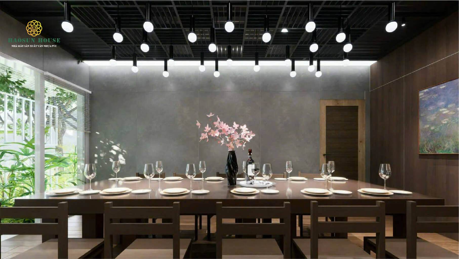 Tấm nhựa pvc vân đá melamine nhà hàng