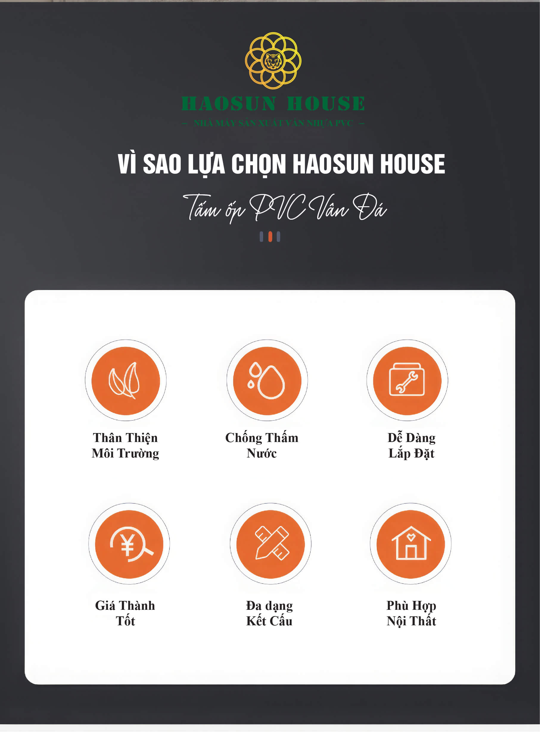 tấm Nhựa PVC vân đá ốp tường Haosun House