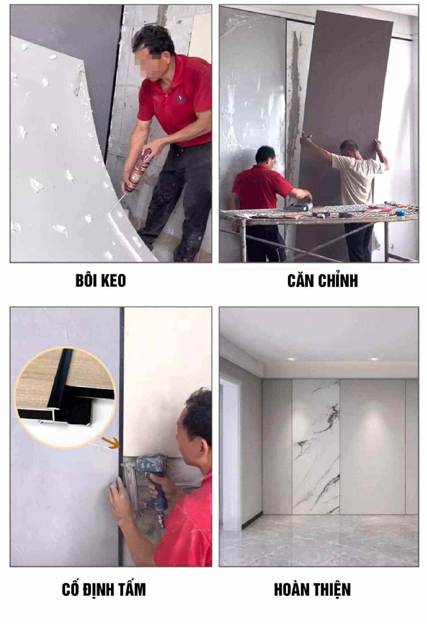 Thi công tấm nhựa pvc giả đá ốp tường 