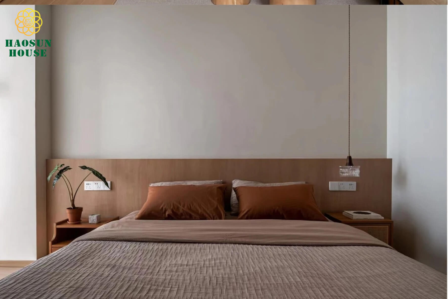 Thiết kế nội thất phòng ngủ vân gỗ 