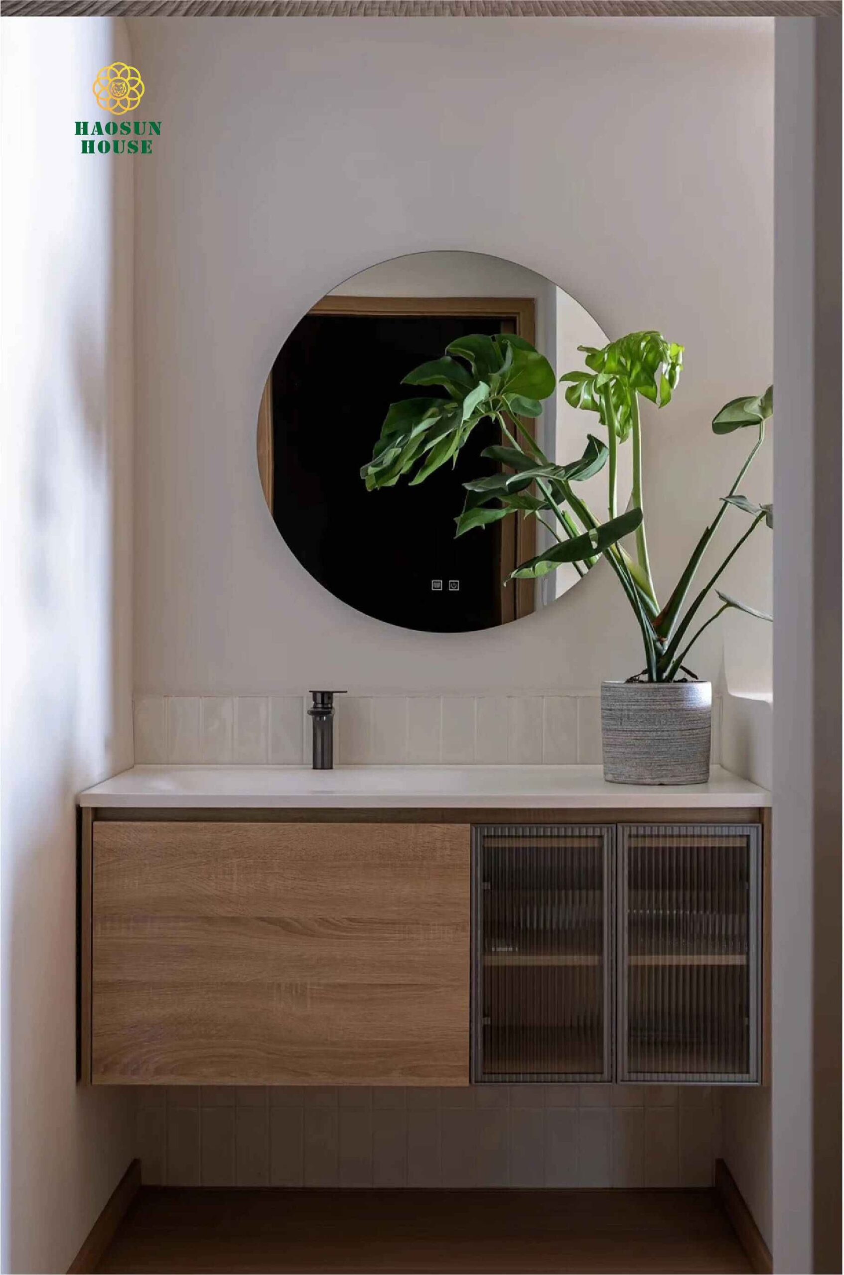 Thiết kế nội thất phòng khách vân gỗ 