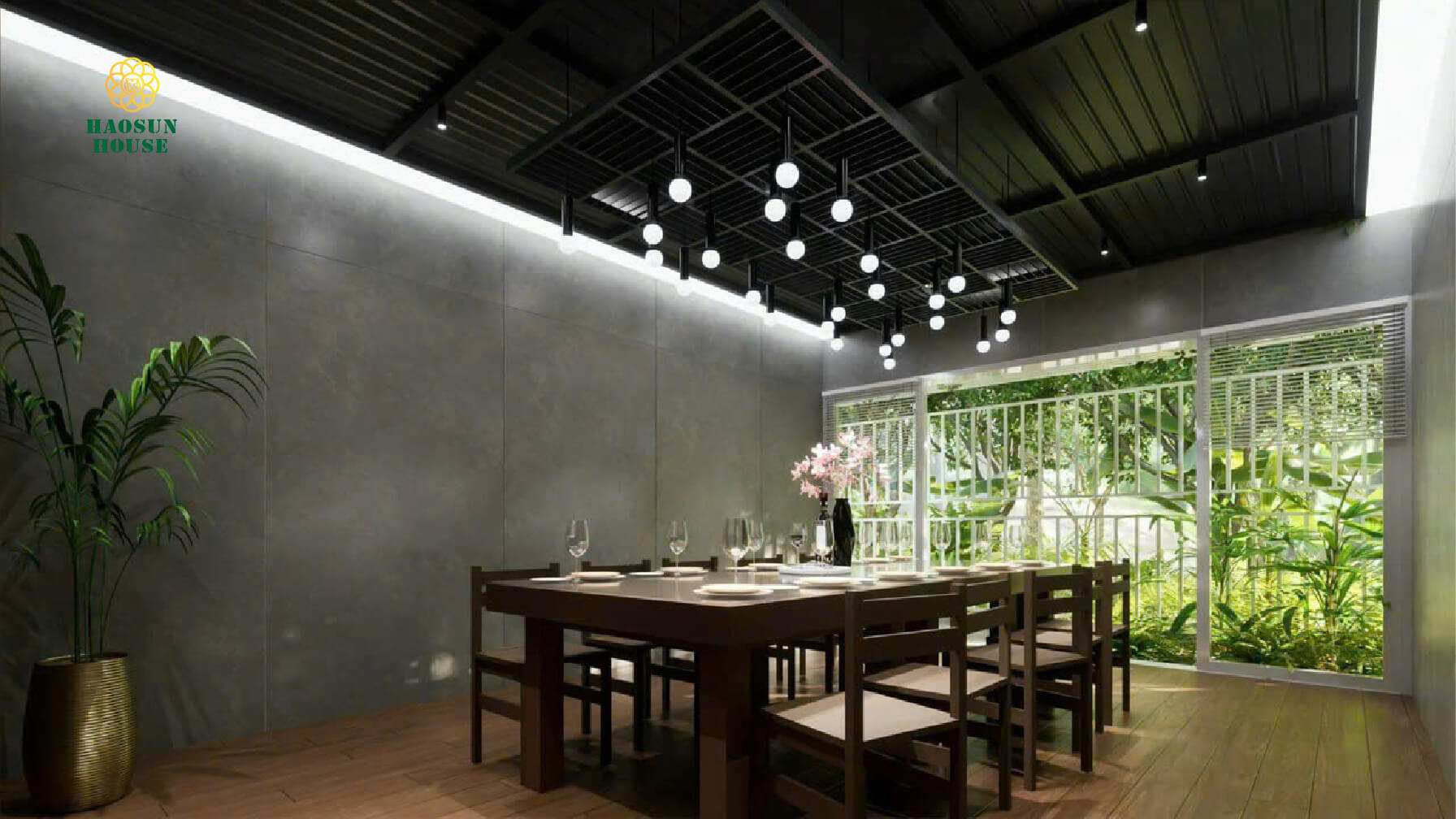 Ứng dụng tấm nhựa pvc vân đá ốp tường nhà hàng