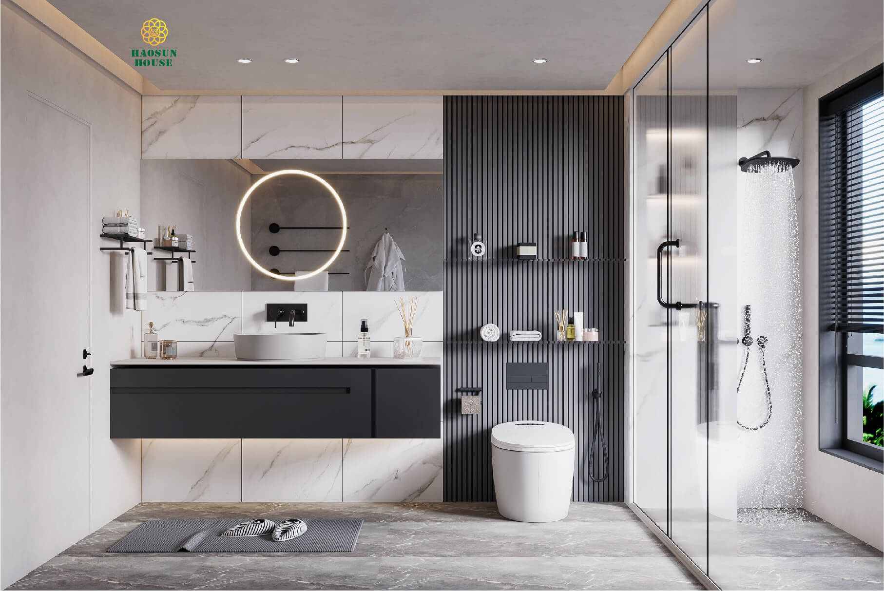 Ứng dụng tấm nhựa pvc vân đá ốp tường phòng tắm