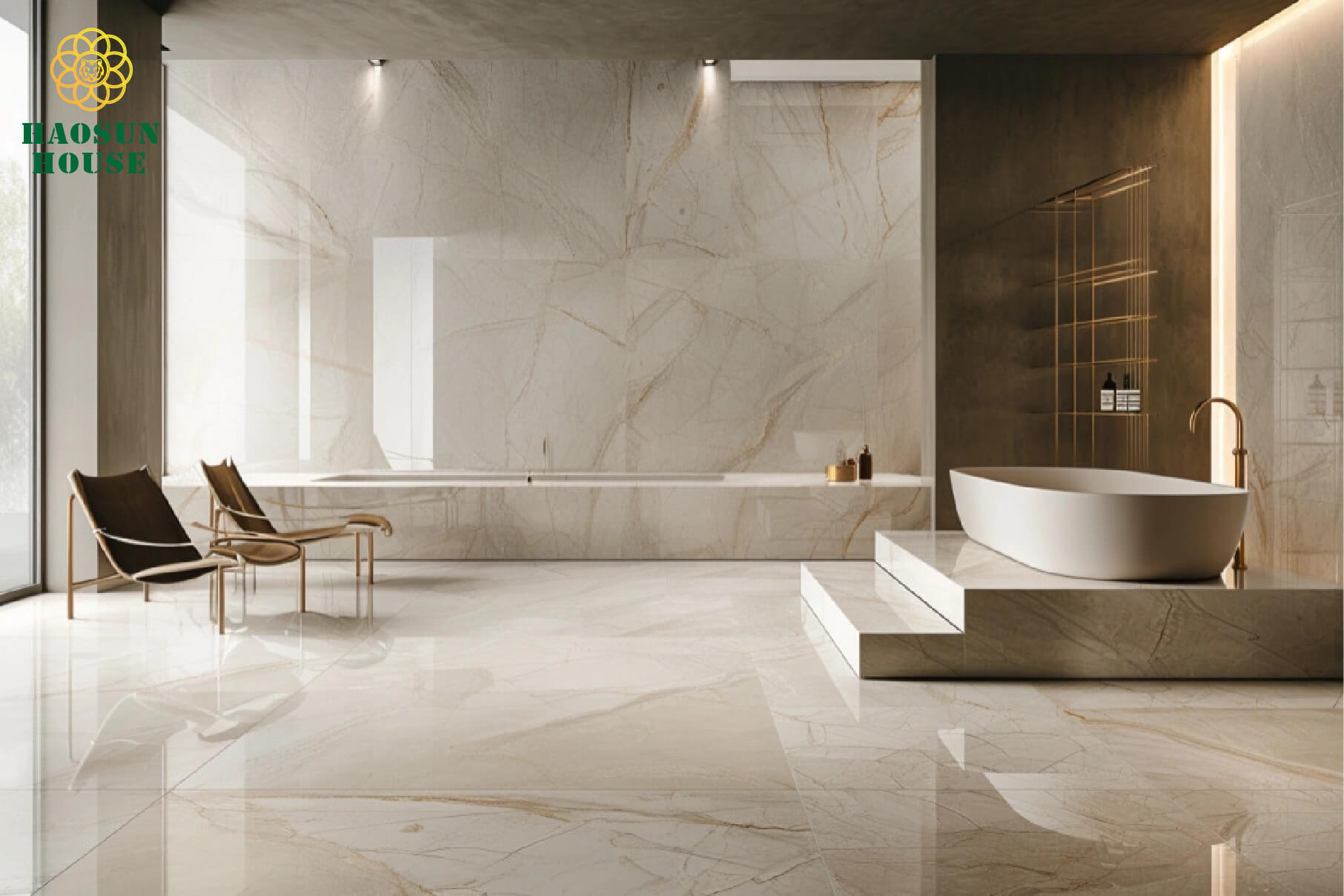 Ứng dụng tấm pvc vân đá ốp tường phòng tắm