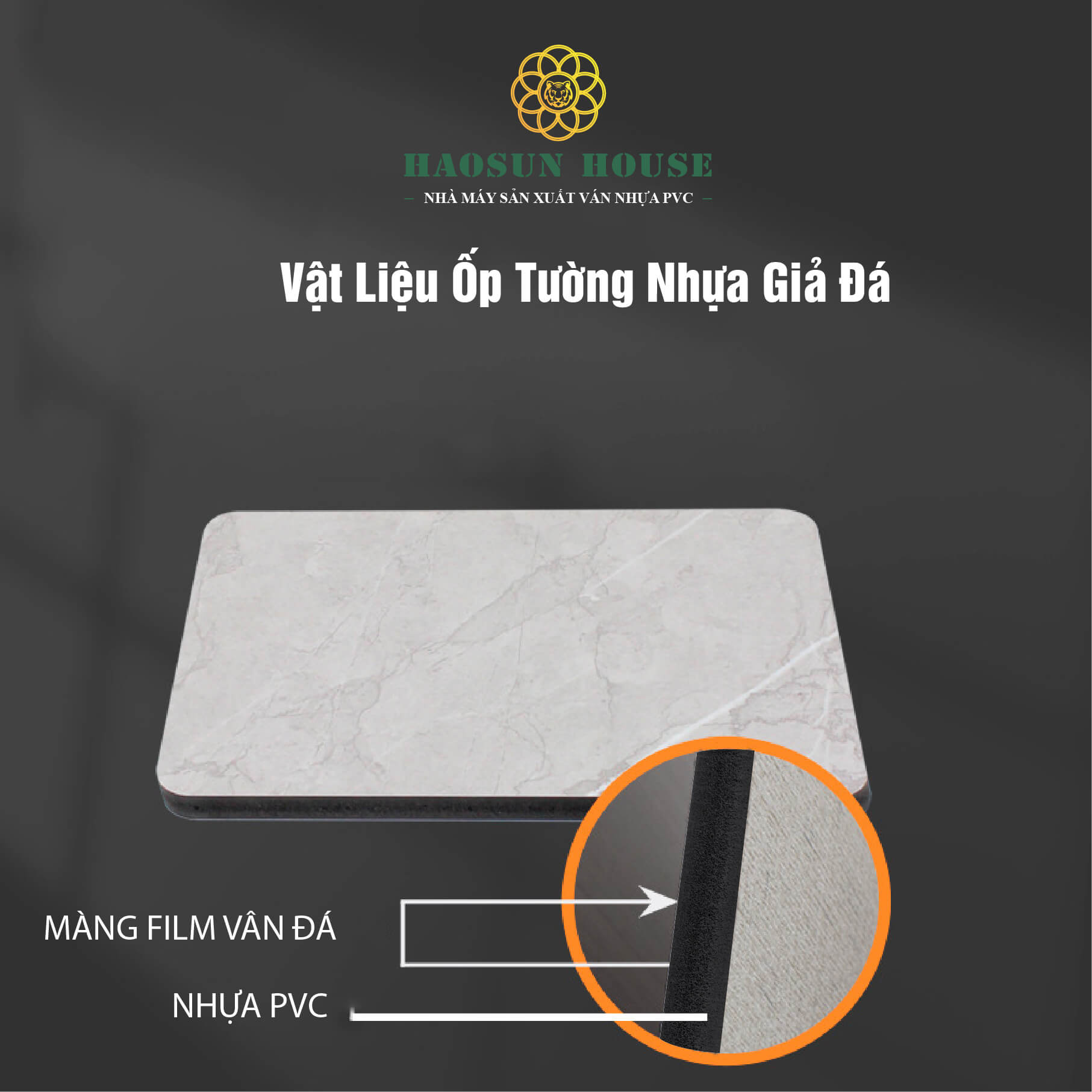 Vật liệu tấm nhựa ốp tường giả đá haosun house