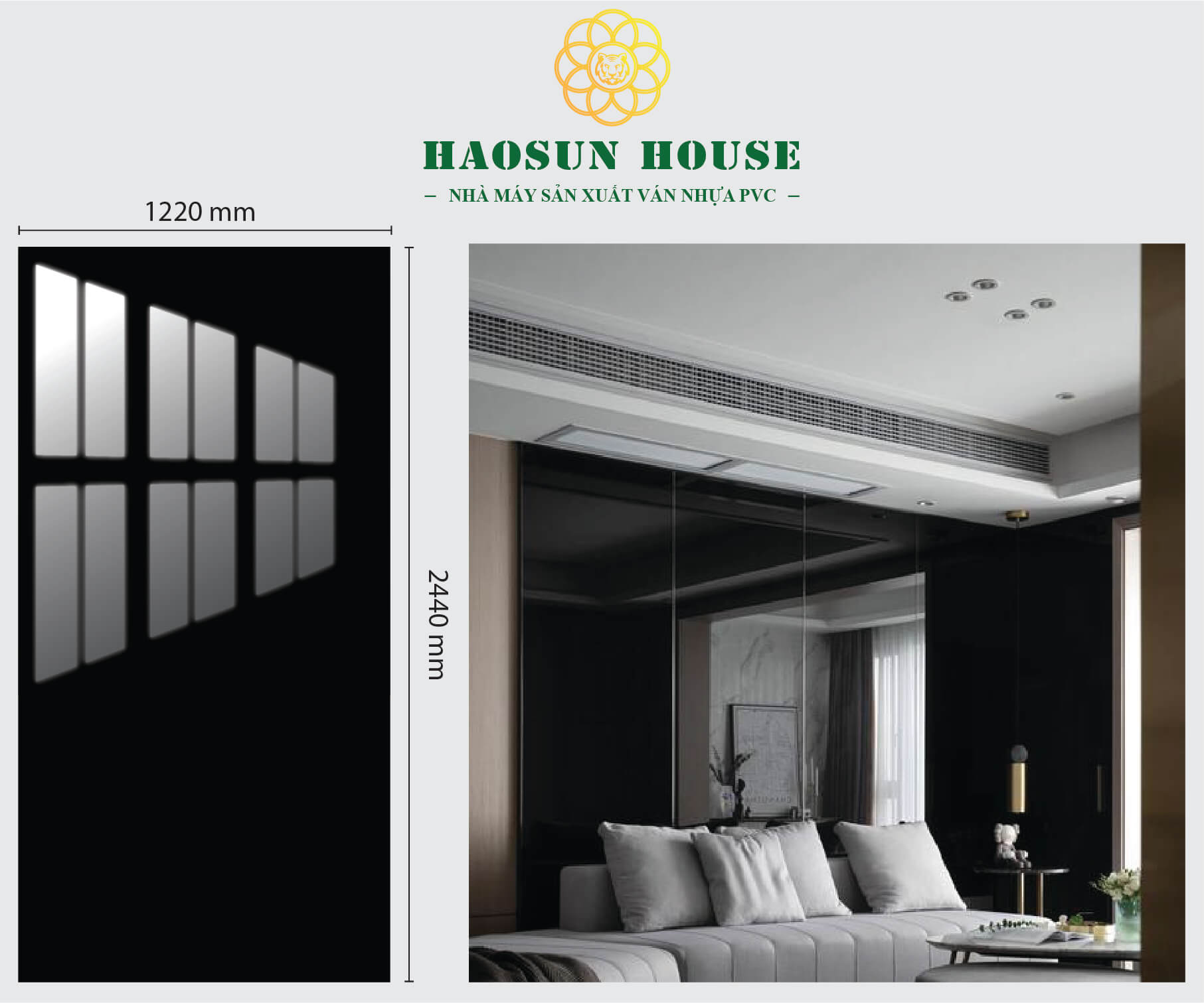 Tấm Nhựa PVC đen bóng Haosun House