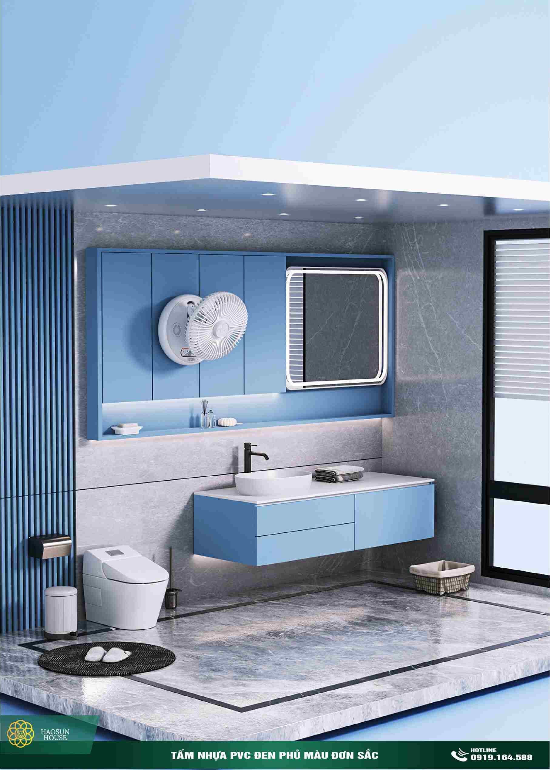 Tấm Nhựa PVC phủ Màu đơn sắc phòng tắm