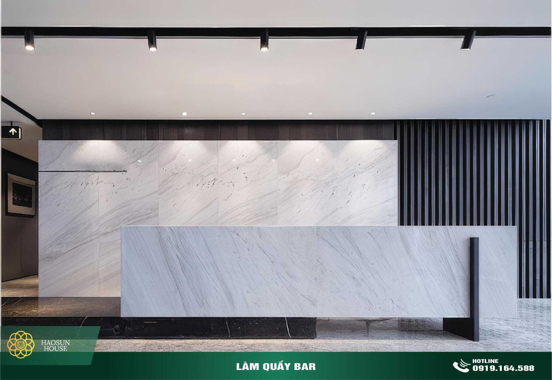 Tấm nhựa ốp tường giả đá làm quầy bar