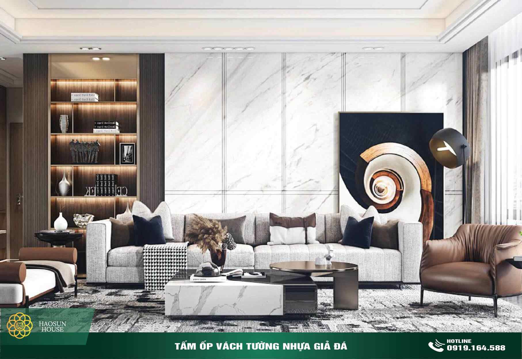 Tấm nhựa ốp tường giả đá ốp sau sôpa