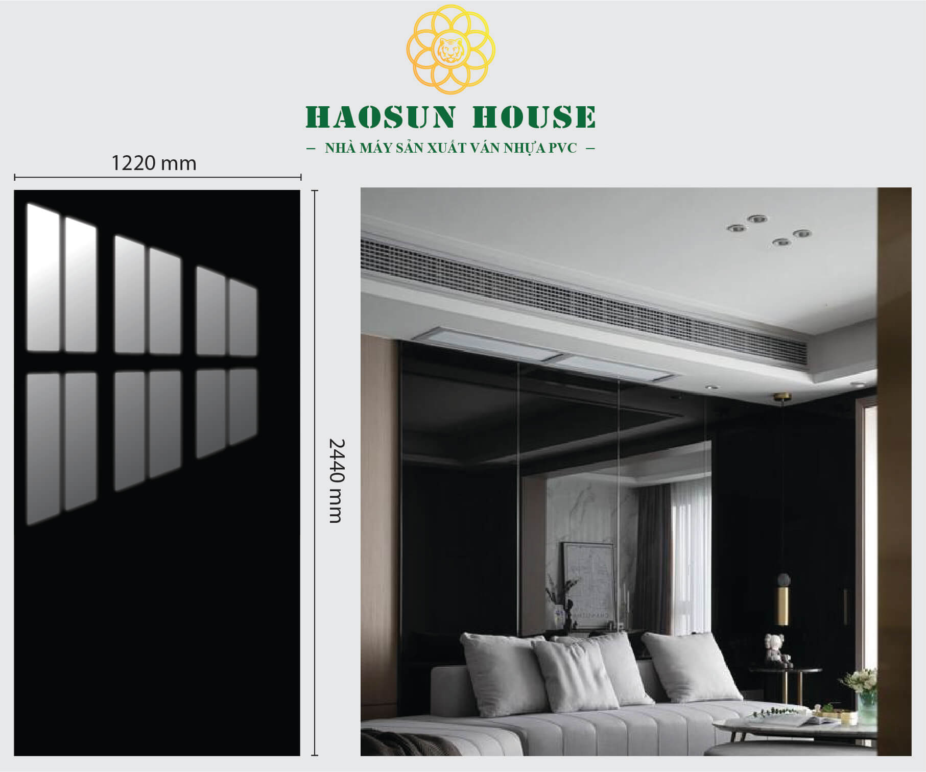 Tấm Nhựa Bóng PVC đen Haosun House
