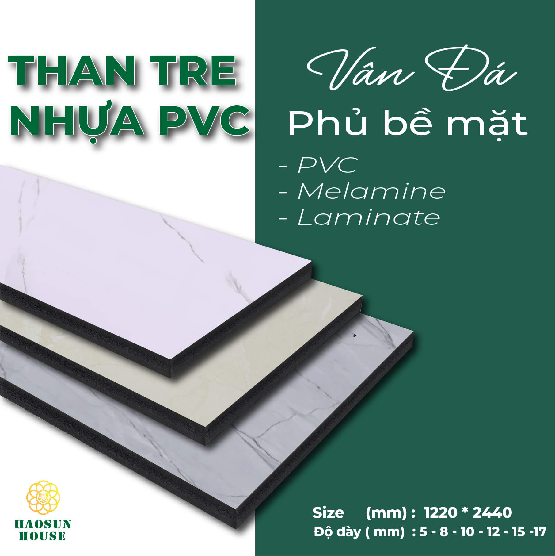 Tấm Nhựa PVC Haosun House Đa dạng bề mặt